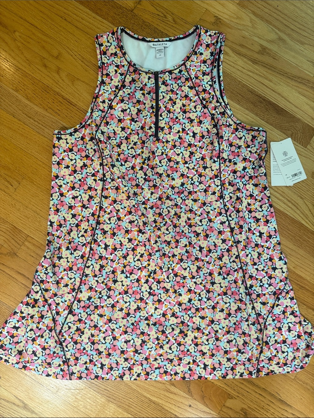 Athleta Pink Floral Zip-Front Sleeveless Dress